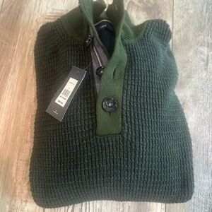 Tommy Hilfiger Green 3/4 Button up Sweater with Chunky Knit